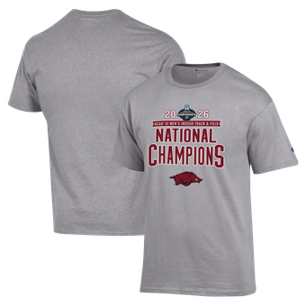 Unisex Champion  Gray Arkansas Razorbacks 2026 NCAA Men's Indoor Track & Field National Champions T-Shirt