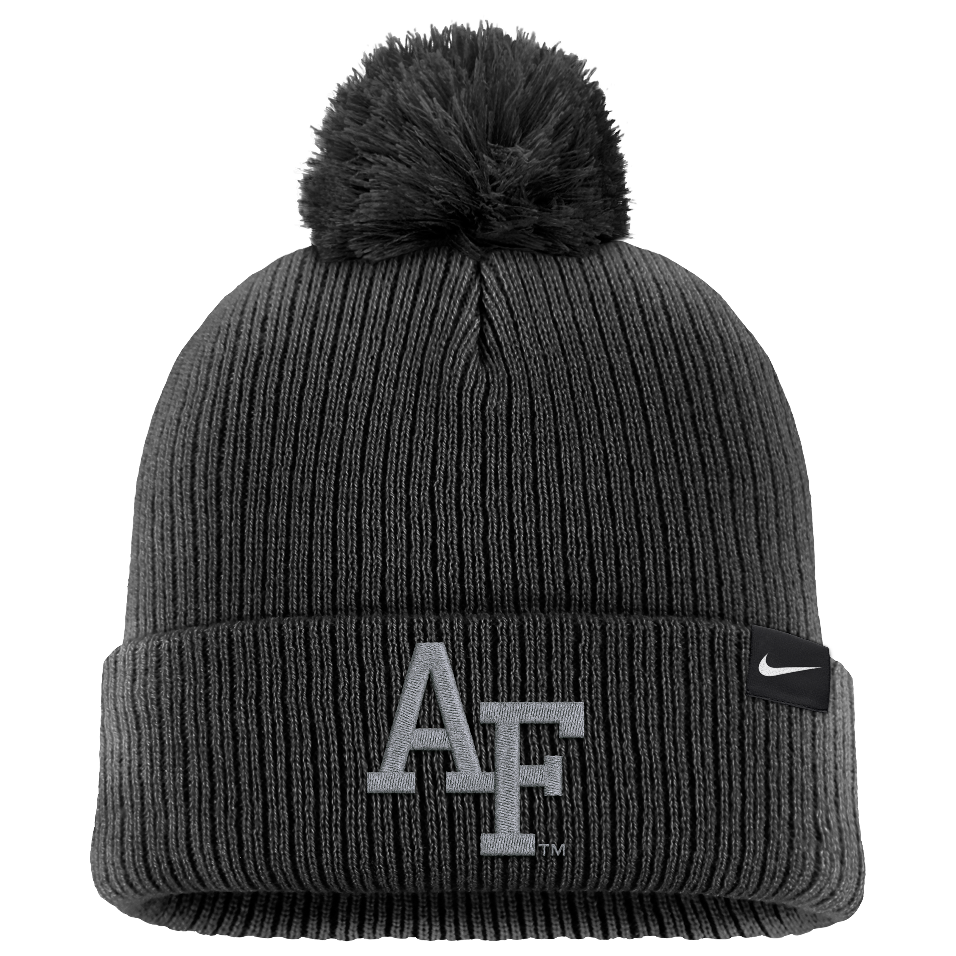 Men's Nike Black Air Force Falcons Rivalry Collection Peak Knit Cuffed Hat with Pom
