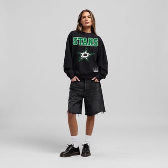 Women's Mitchell & Ness Black Dallas Stars Core Oversized Sweatshirt