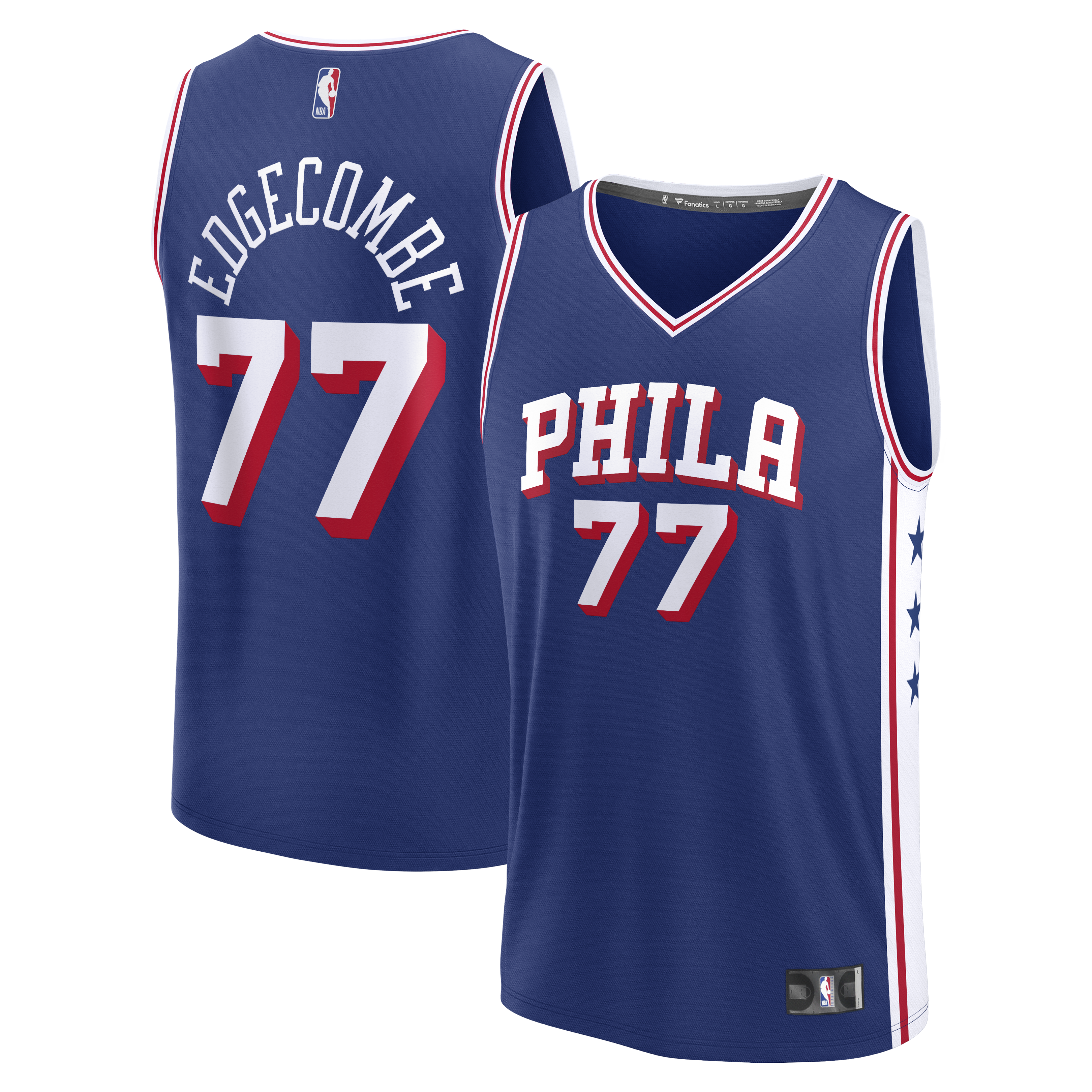 Men's Fanatics VJ Edgecombe Royal Philadelphia 76ers Fast Break Jersey - Icon Edition