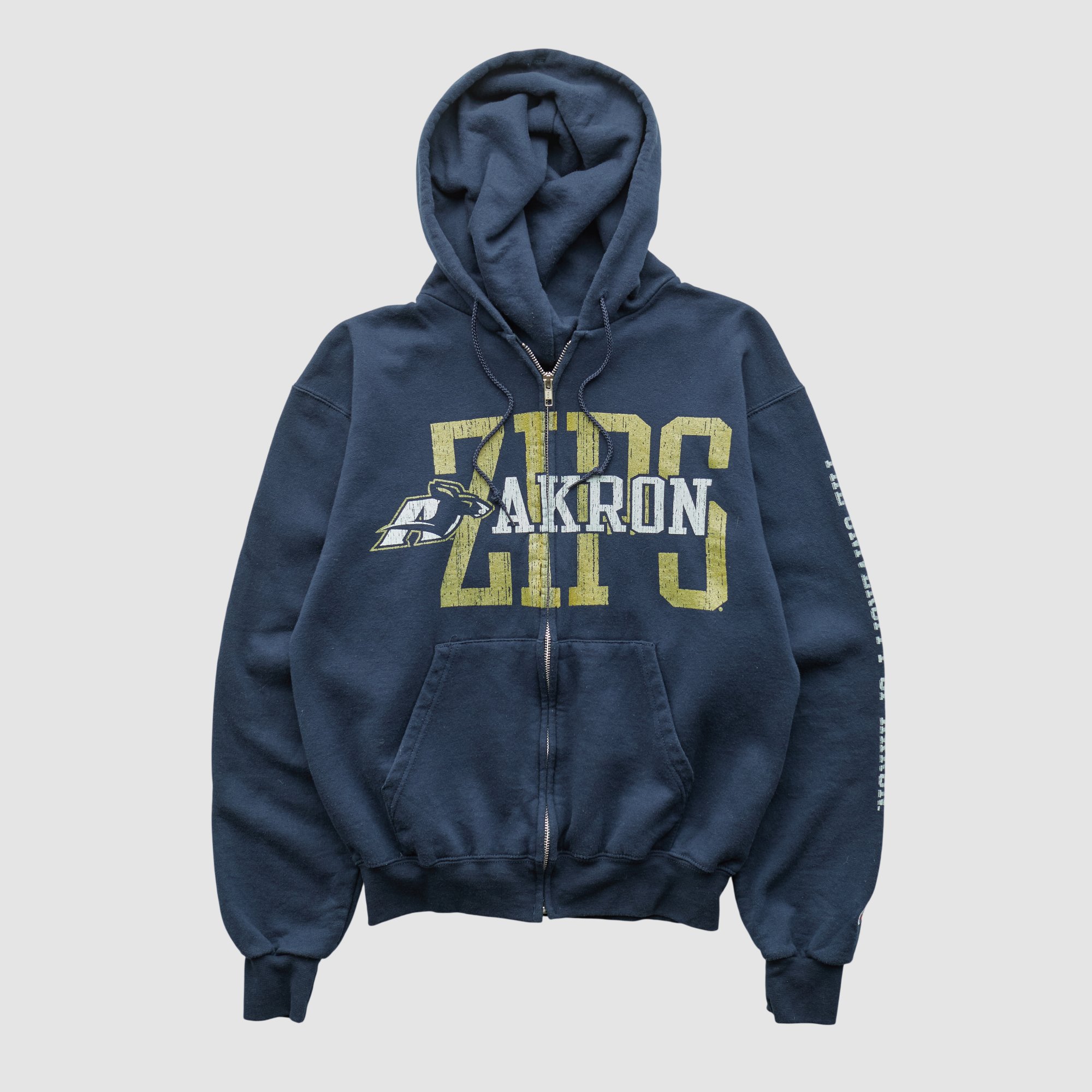 Akron Zips Champion 2000s Hooded Full Zip Sweatshirt - Navy - XS by Fanatics Real Vintage