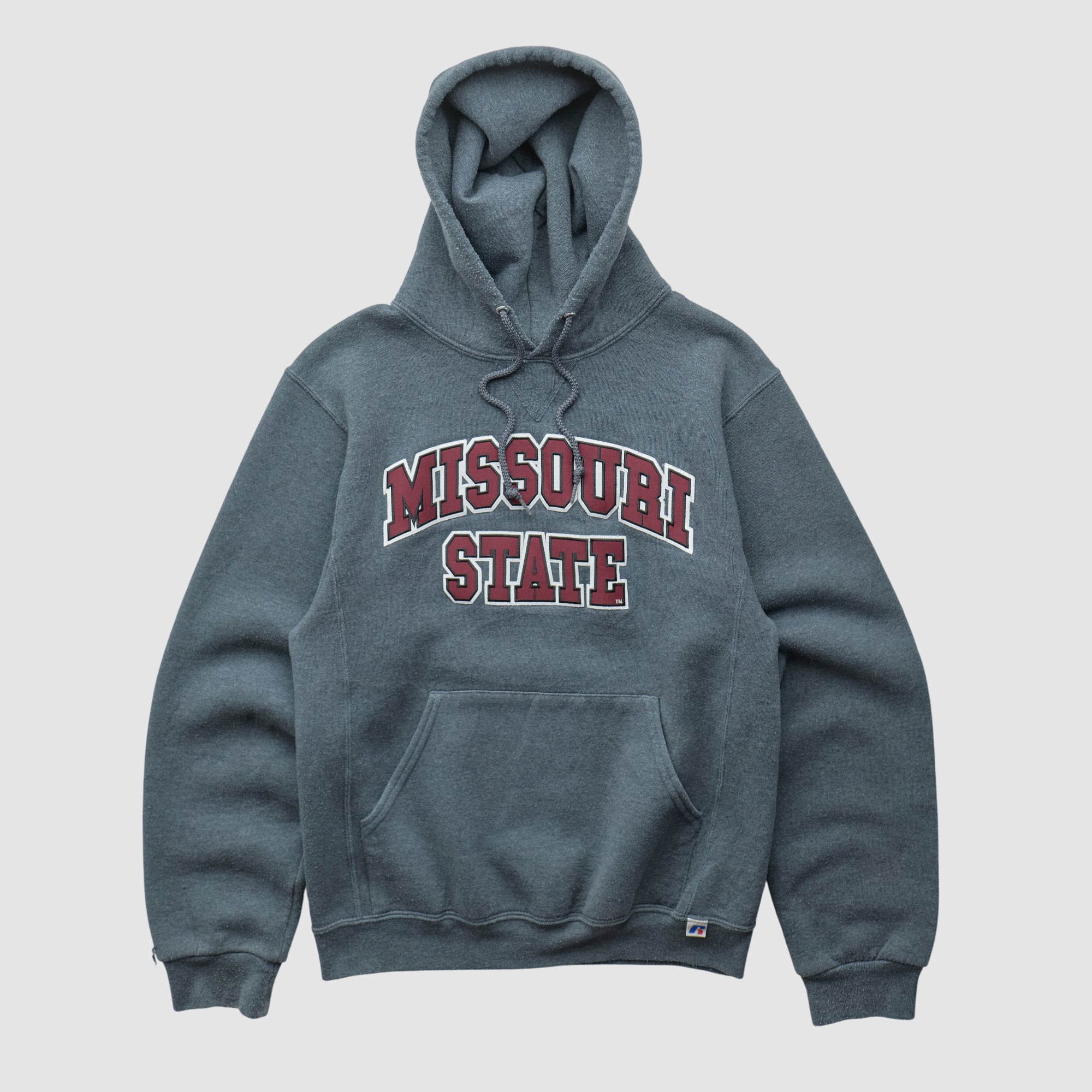 Missouri State University Bears Russell 2010s Hooded Pullover Sweatshirt - Dark Heather Gray - XS by Fanatics Real Vintage