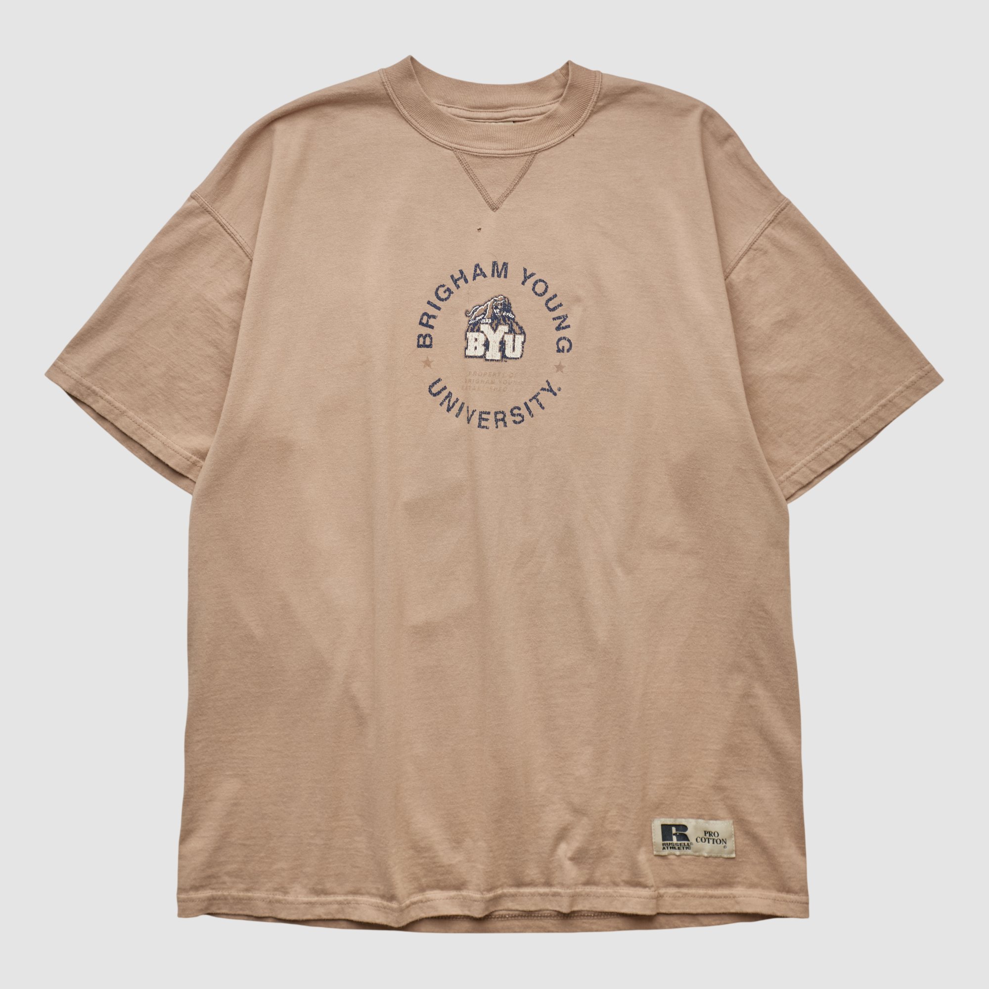 BYU Cougars Russell 2000s T-shirt - Tan - L by Fanatics Real Vintage