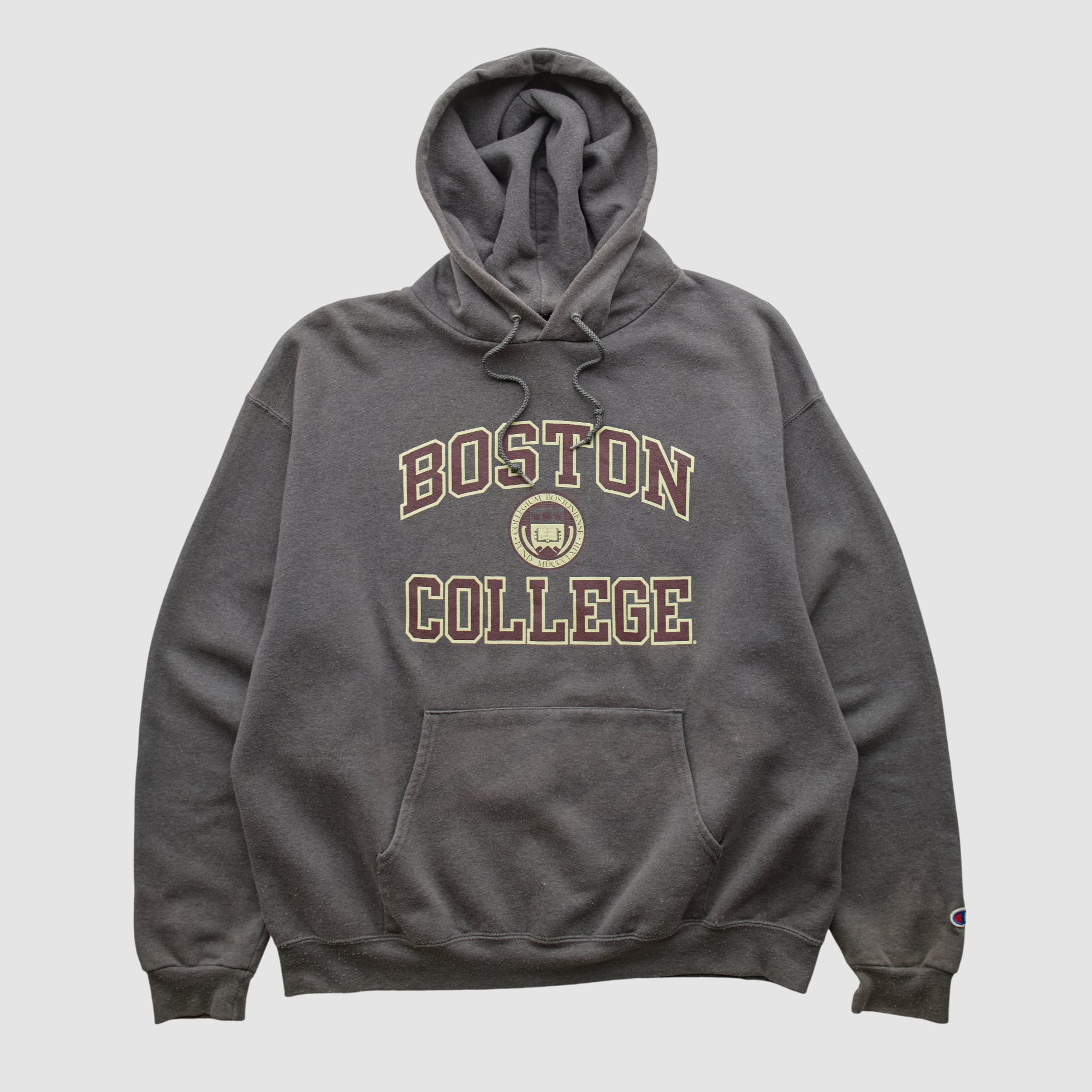 Boston College Eagles Champion 2010s Hooded Pullover Sweatshirt - Dark Heather Gray - S by Fanatics Real Vintage