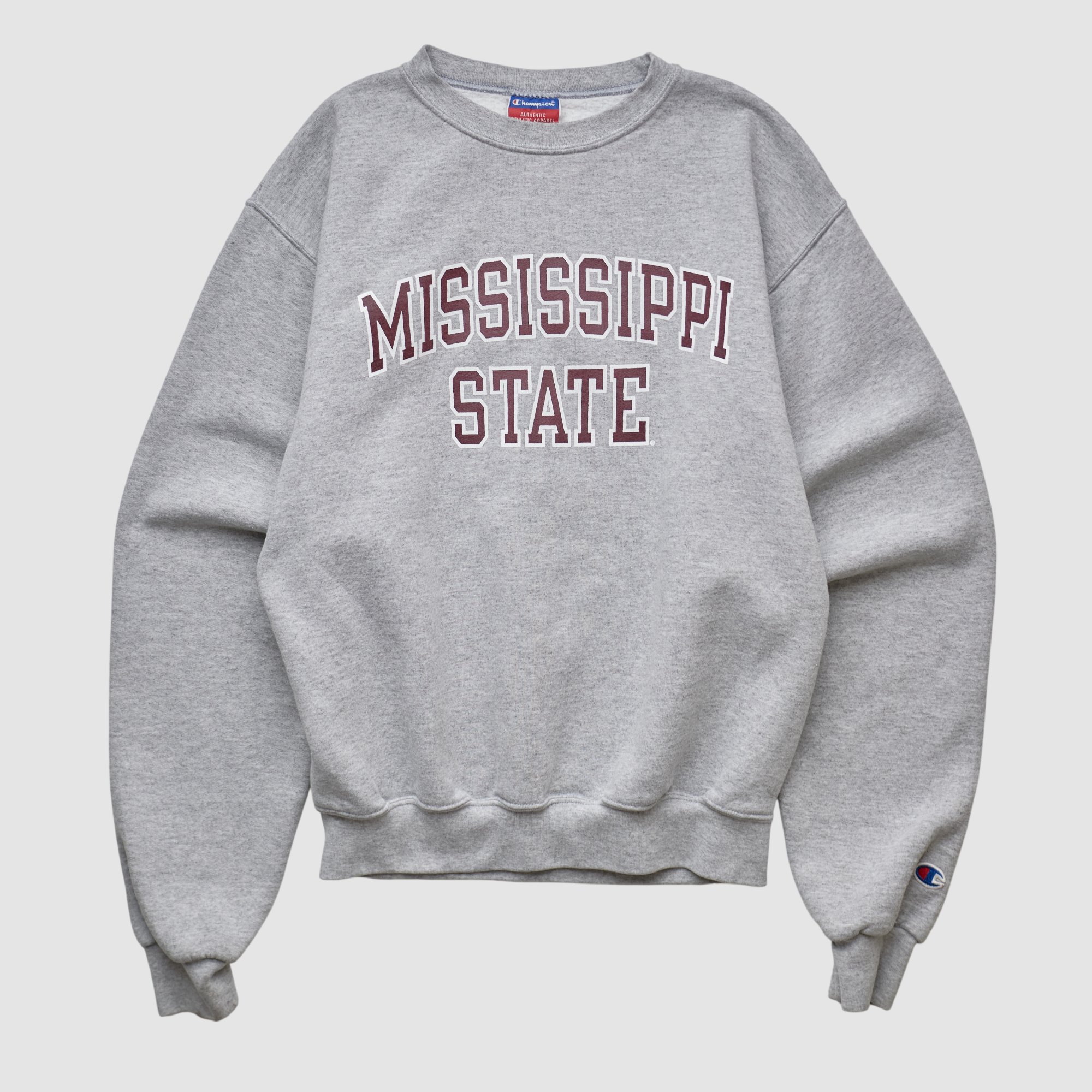 Mississippi State Bulldogs Champion 2000s Pullover Sweatshirt - Heather Gray - XS by Fanatics Real Vintage