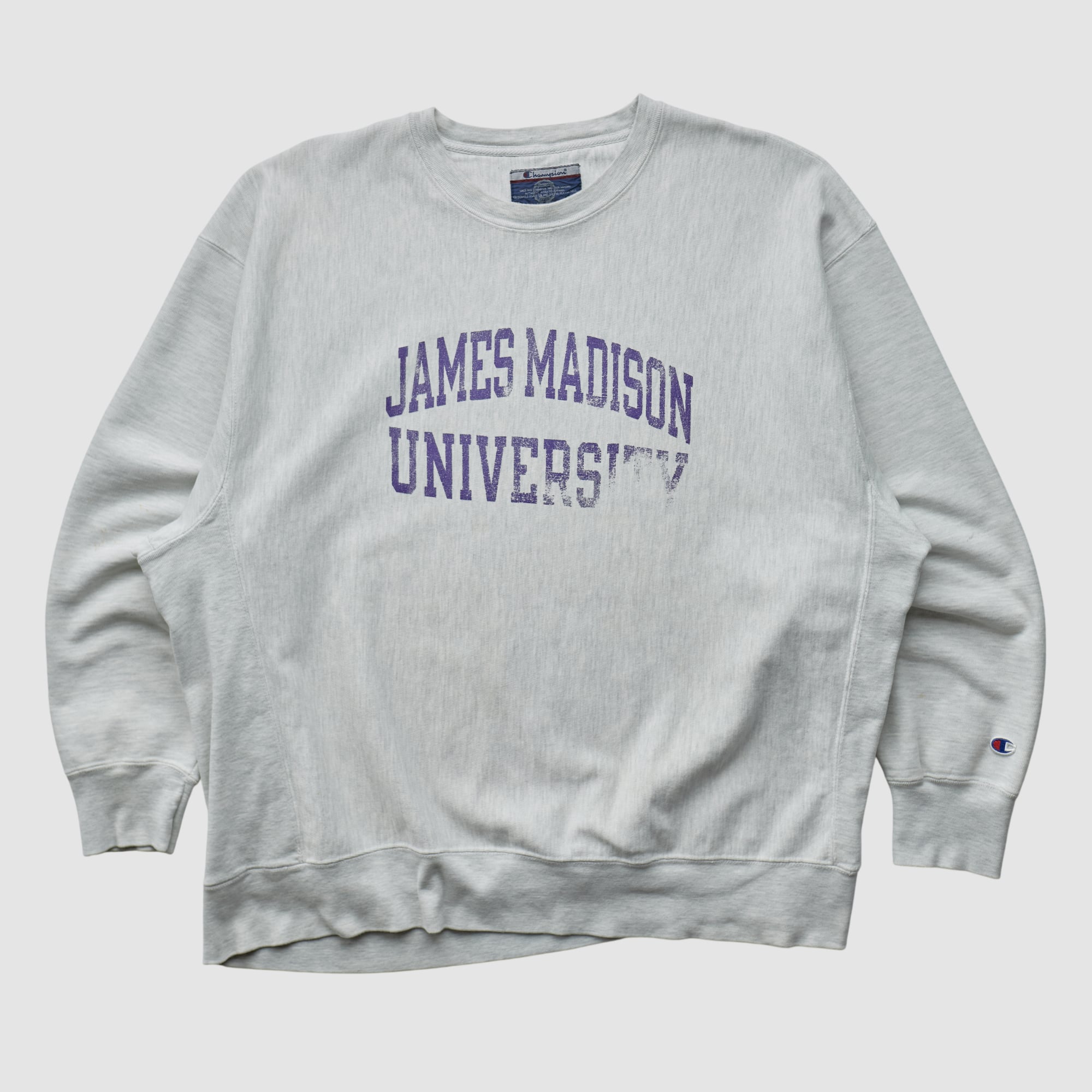 James Madison Dukes Champion 2000s Pullover Sweatshirt - Heather Gray - 2XL by Fanatics Real Vintage