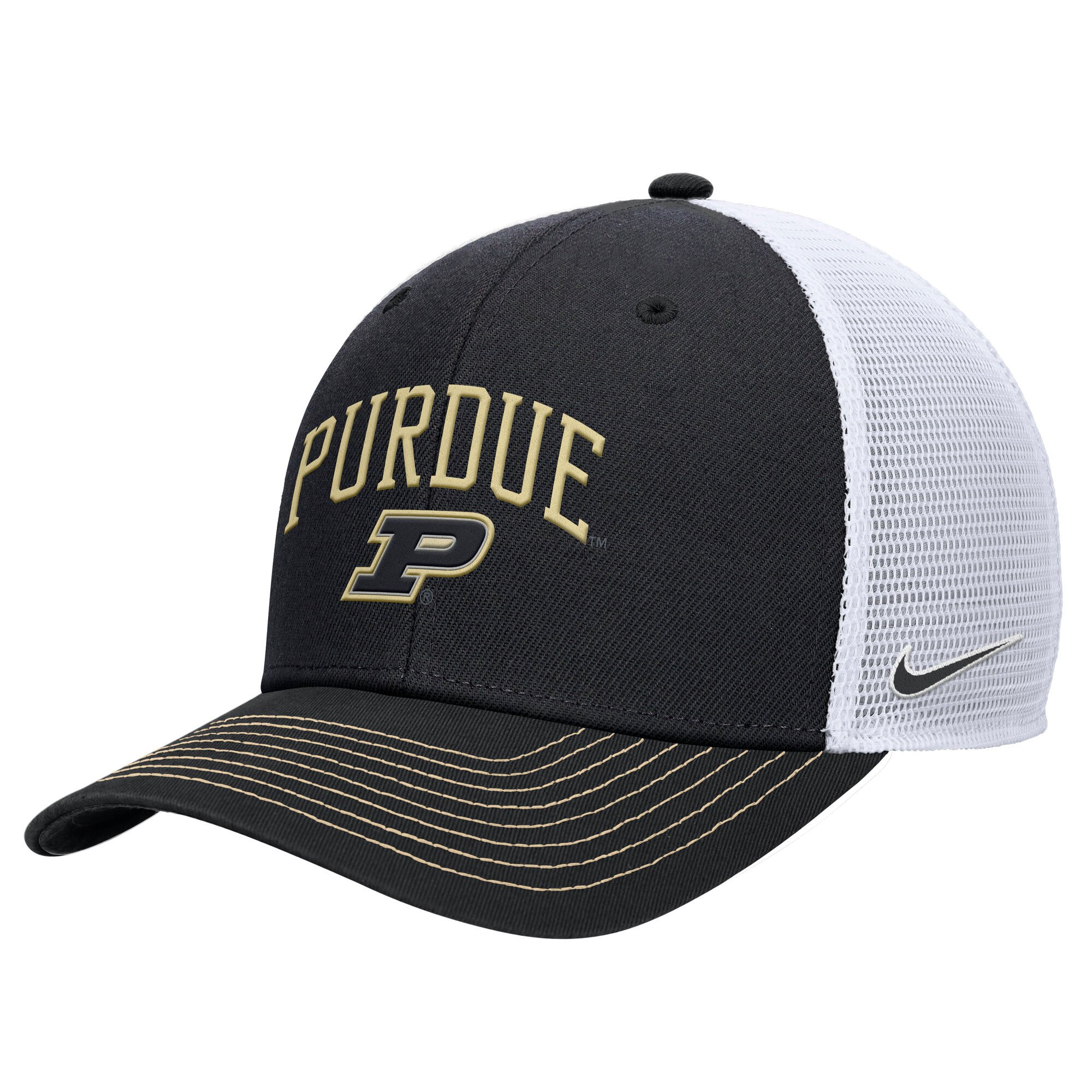 Men's Nike Black Purdue Boilermakers Rise Adjustable Trucker Hat