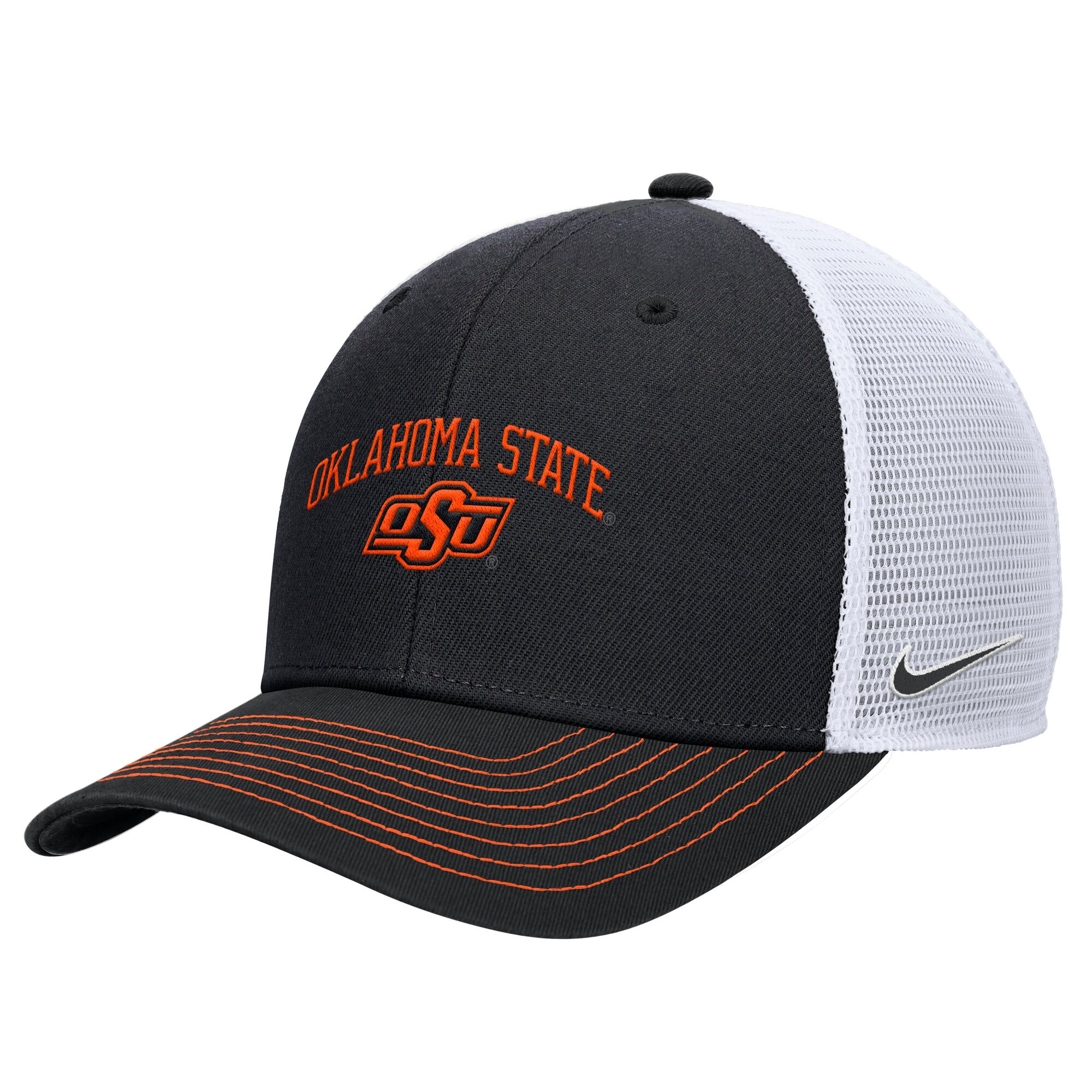 Men's Nike Black Oklahoma State Cowboys Rise Adjustable Trucker Hat