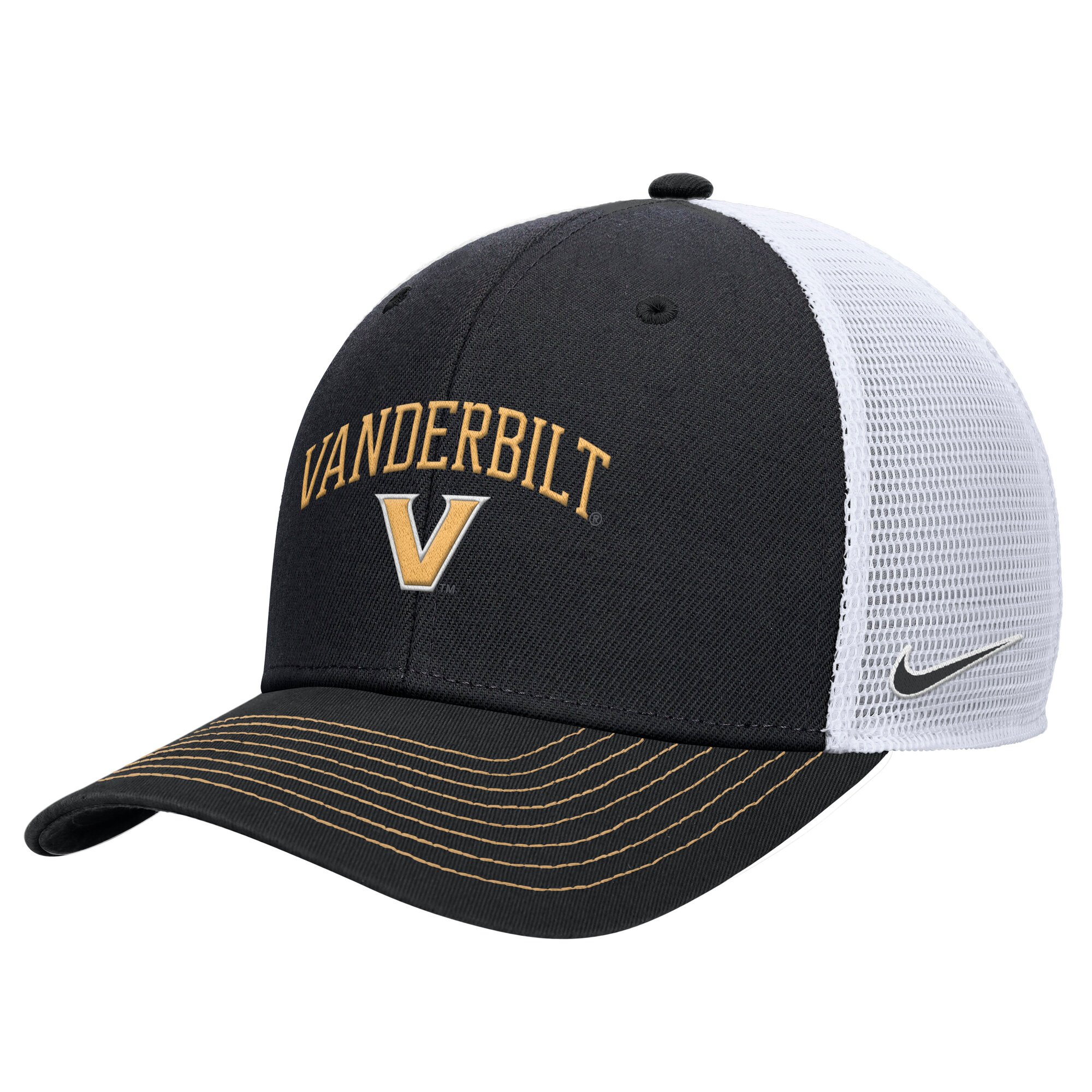 Men's Nike Black Vanderbilt Commodores Rise Adjustable Trucker Hat