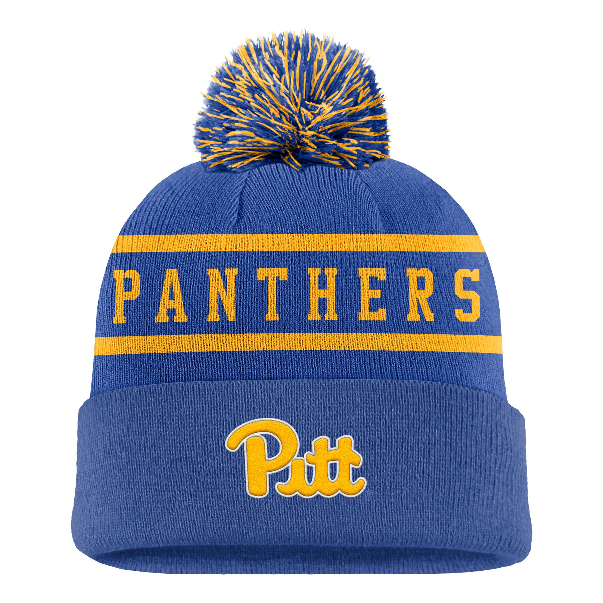 Men's Nike Royal Pitt Panthers Peak Cuffed Knit Hat with Pom
