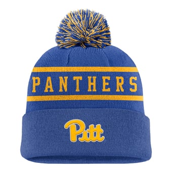 Men's Nike Royal Pitt Panthers Peak Cuffed Knit Hat with Pom