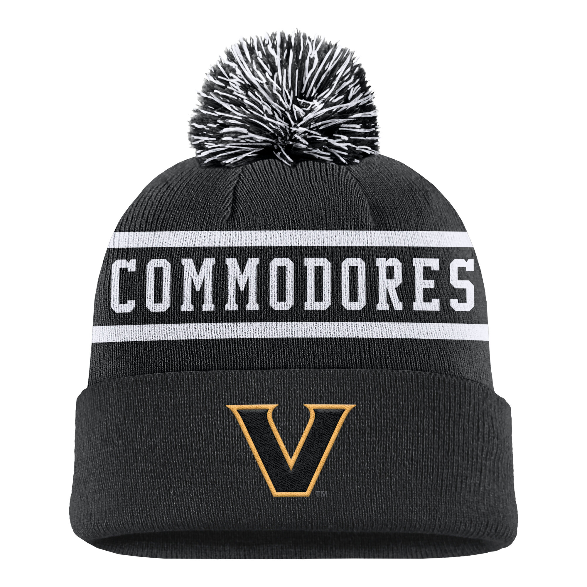 Men's Nike Black Vanderbilt Commodores Peak Cuffed Knit Hat with Pom