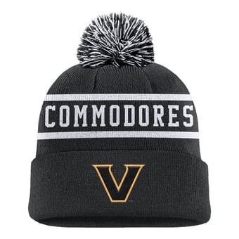 Men's Nike Black Vanderbilt Commodores Peak Cuffed Knit Hat with Pom