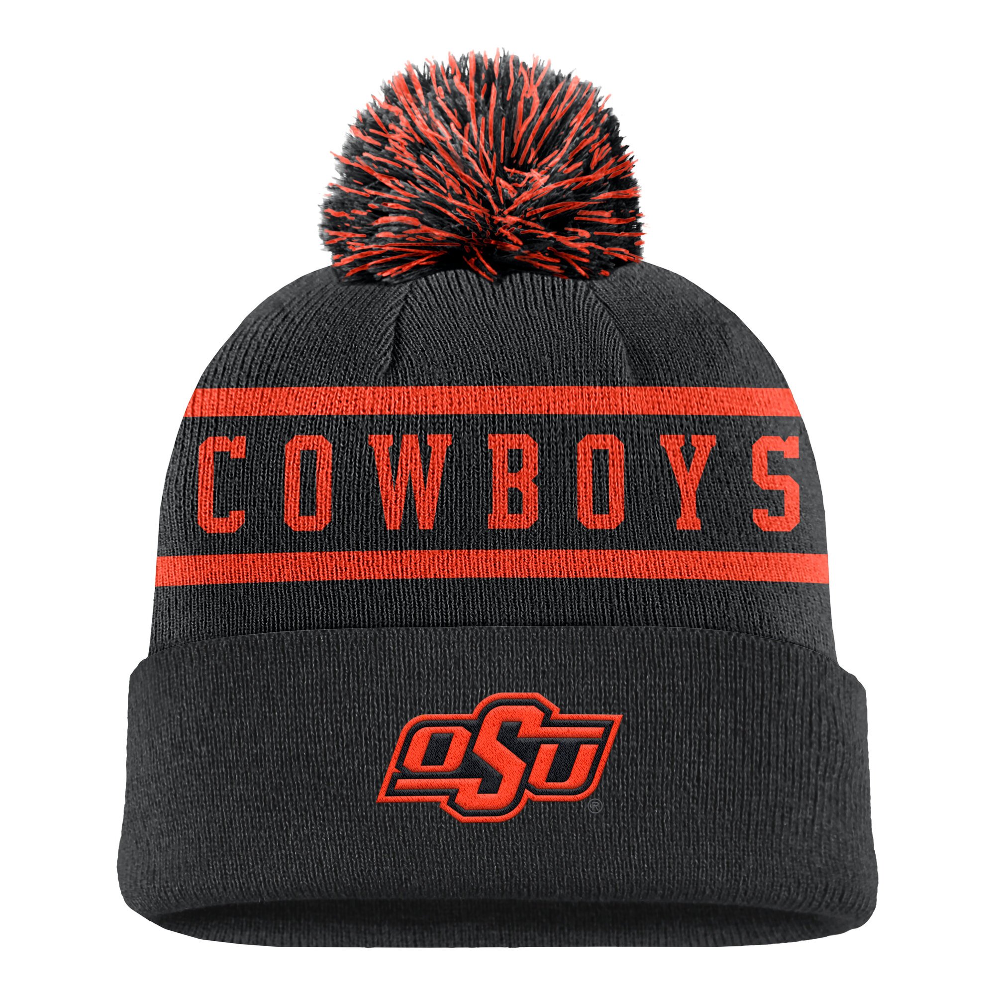 Men's Nike Black Oklahoma State Cowboys Peak Cuffed Knit Hat with Pom