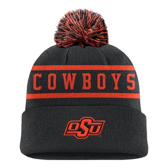 Men's Nike Black Oklahoma State Cowboys Peak Cuffed Knit Hat with Pom
