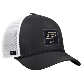 Men's Nike Black Purdue Boilermakers 2026 On-Field Rope Adjustable Trucker Hat