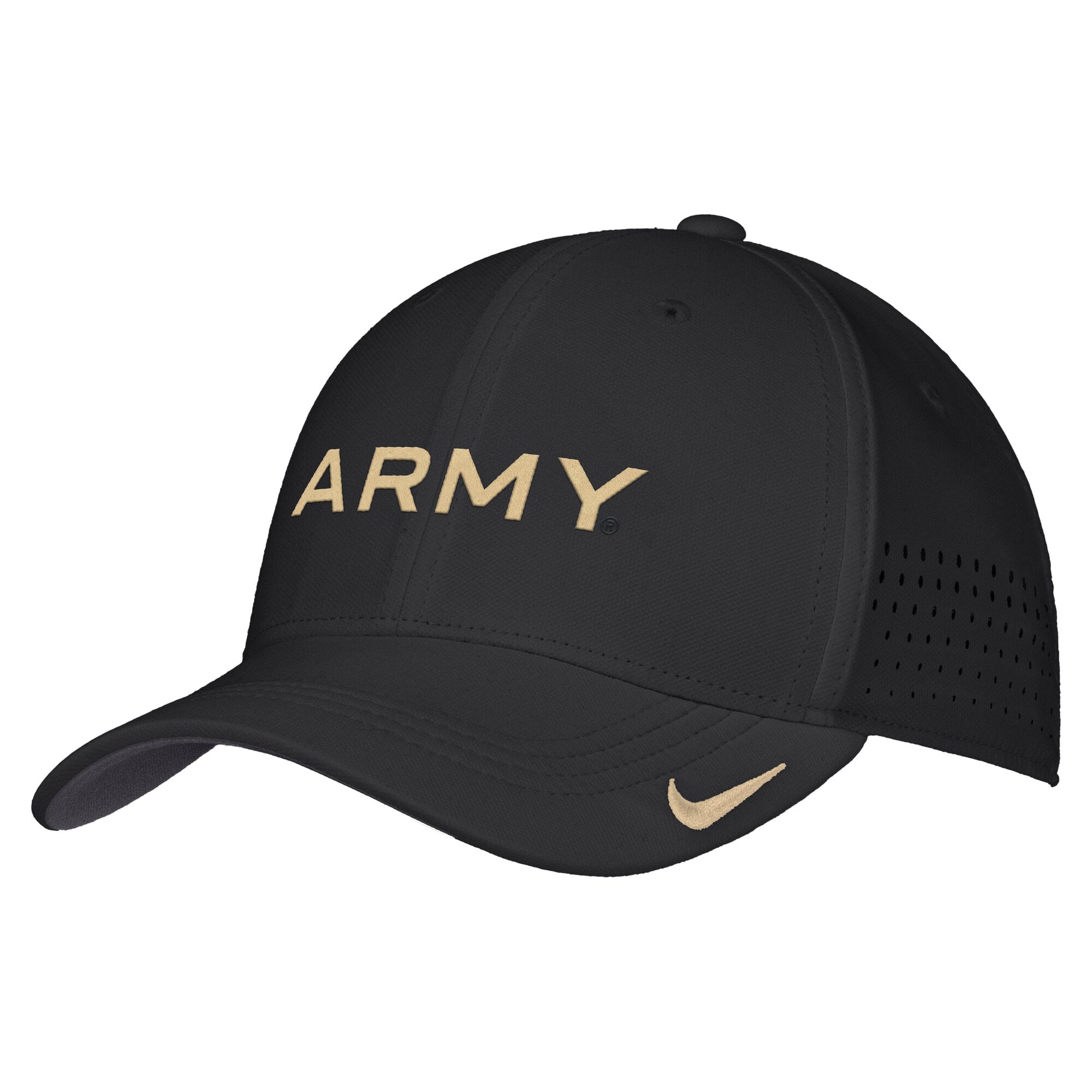 Men's Nike Black Army Black Knights 2026 On-Field AeroBill SwooshFlex Dri-FIT Hat