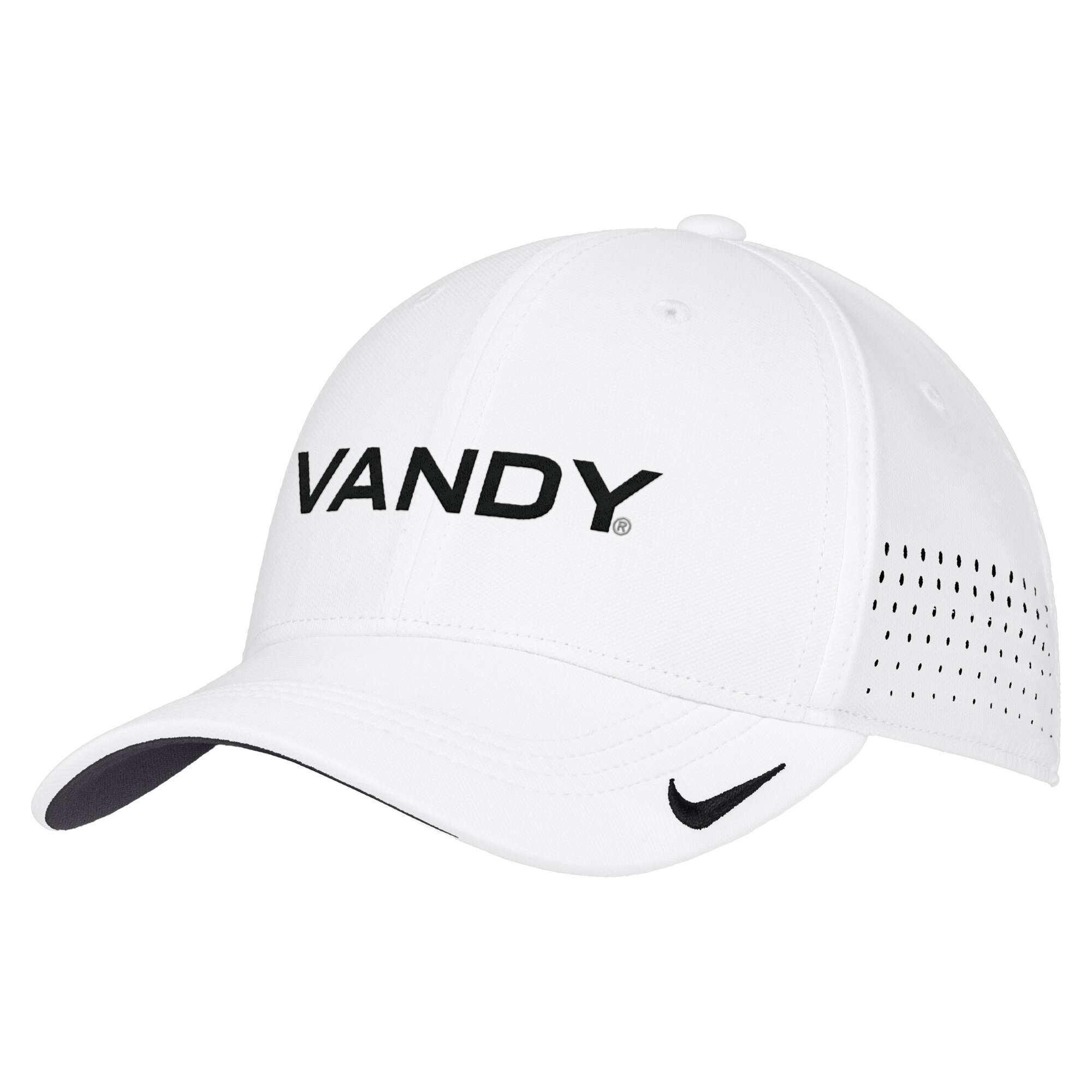 Men's Nike White Vanderbilt Commodores 2026 On-Field AeroBill SwooshFlex Dri-FIT Hat