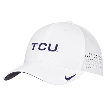 Men's Nike White TCU Horned Frogs 2026 On-Field AeroBill SwooshFlex Dri-FIT Hat