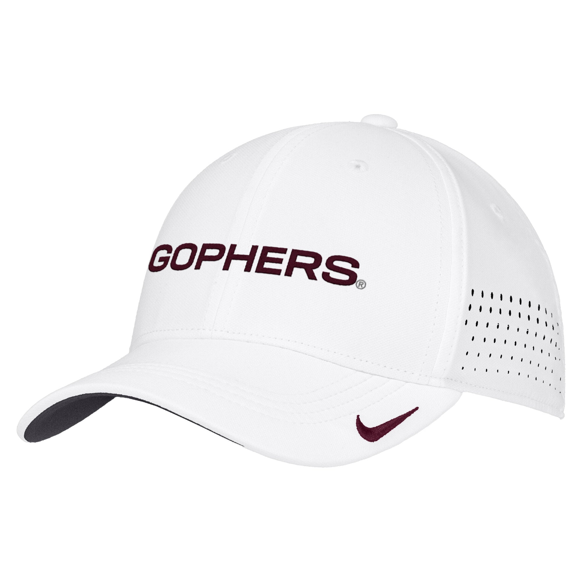Men's Nike White Minnesota Golden Gophers 2026 On-Field AeroBill SwooshFlex Dri-FIT Hat