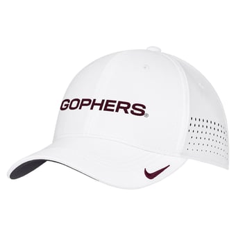 Men's Nike White Minnesota Golden Gophers 2026 On-Field AeroBill SwooshFlex Dri-FIT Hat