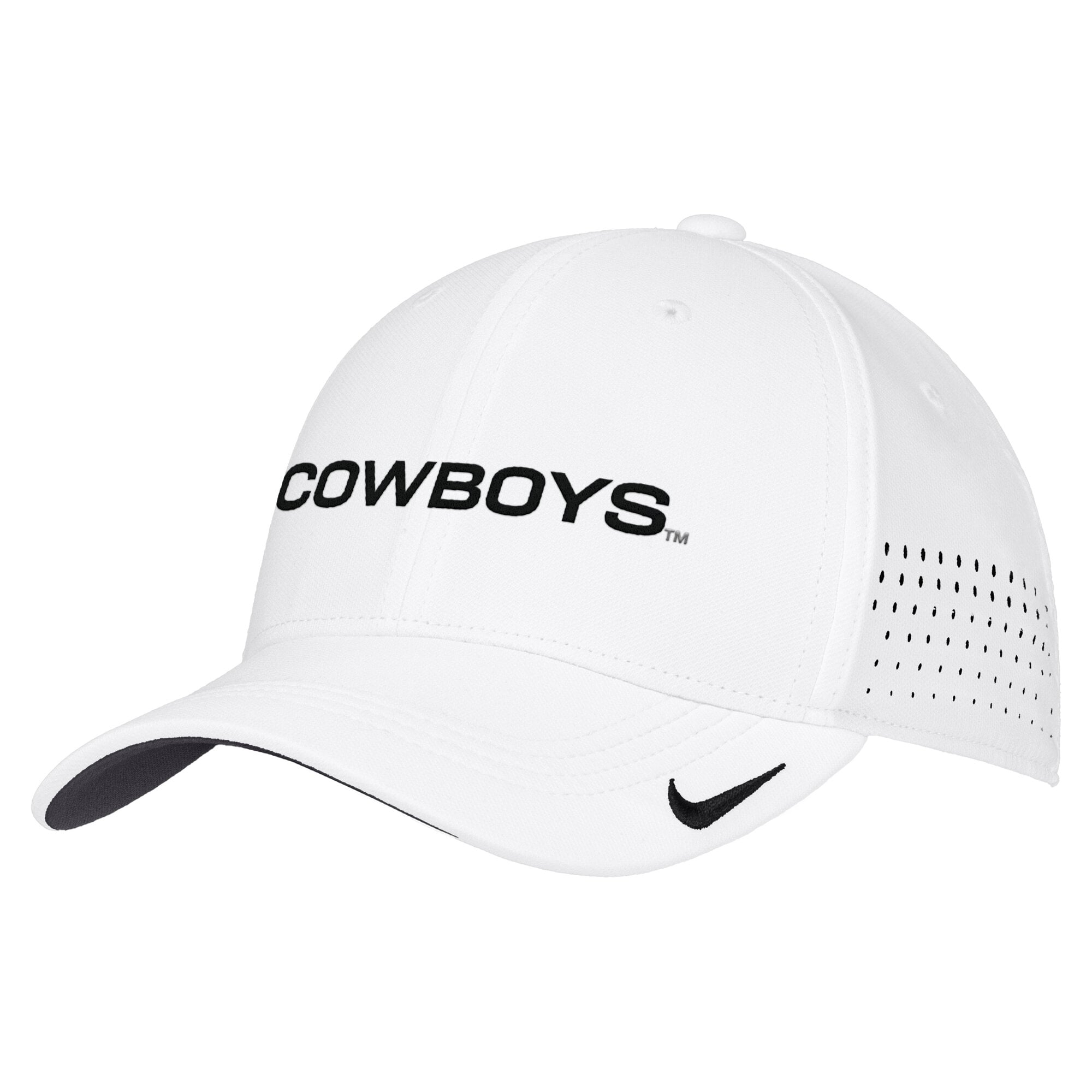 Men's Nike White Oklahoma State Cowboys 2026 On-Field AeroBill SwooshFlex Dri-FIT Hat
