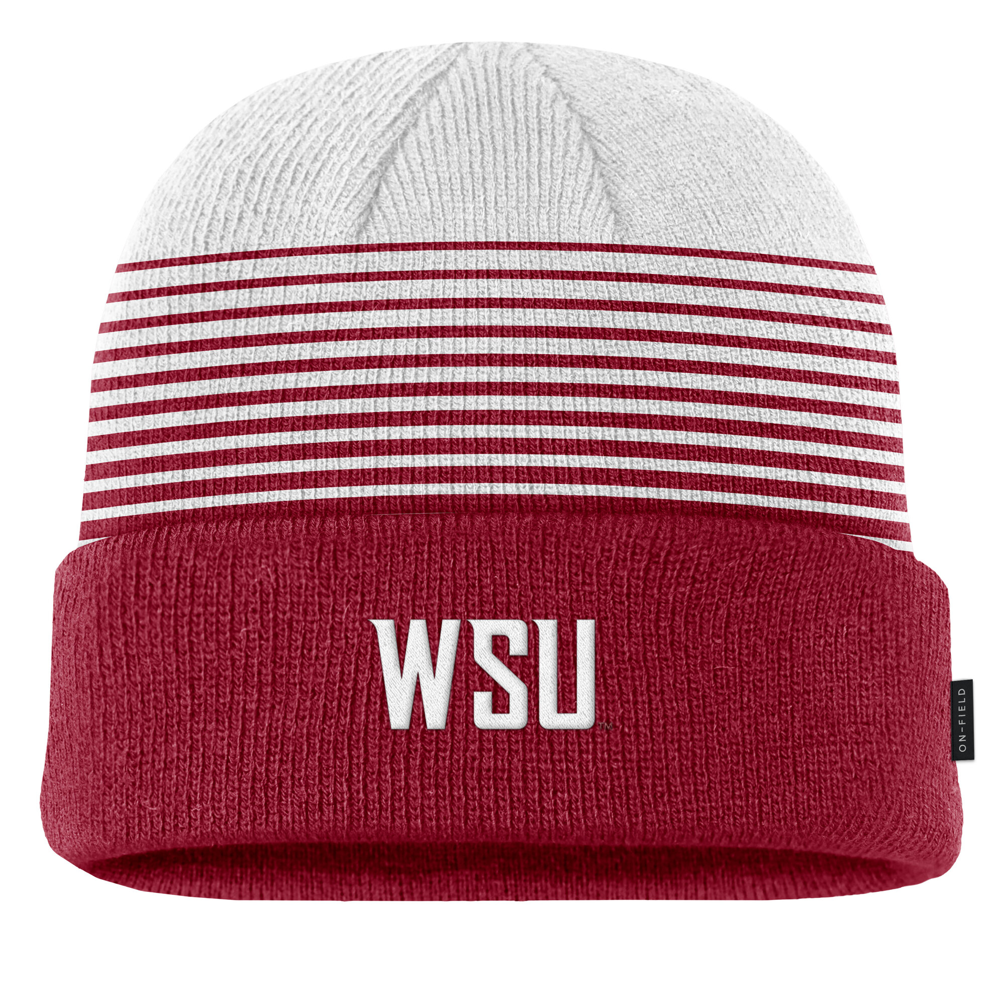 Men's Nike Crimson/White Washington State Cougars 2026 On-Field Gradient Terra Cuffed Knit Hat