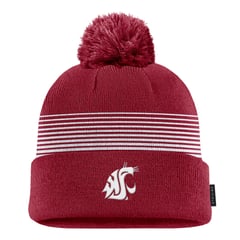 Men's Nike Crimson Washington State Cougars 2026 On-Field Peak Cuffed Knit Hat with Pom