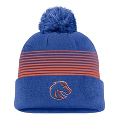 Men's Nike Royal Boise State Broncos 2026 On-Field Peak Cuffed Knit Hat with Pom