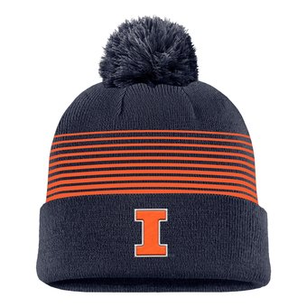Men's Nike Navy Illinois Fighting Illini 2026 On-Field Peak Cuffed Knit Hat with Pom
