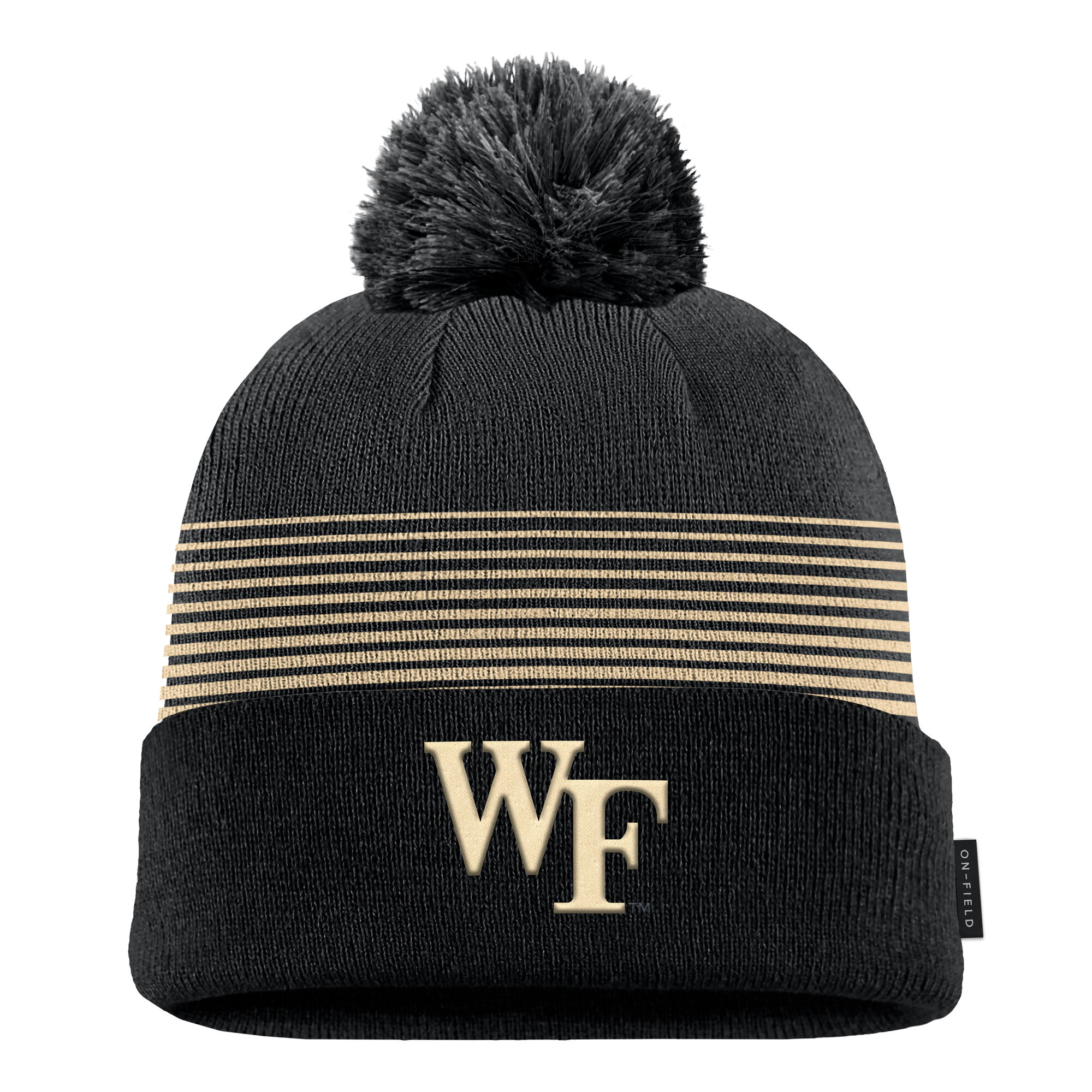 Men's Nike Black Wake Forest Demon Deacons 2026 On-Field Peak Cuffed Knit Hat with Pom