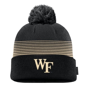 Men's Nike Black Wake Forest Demon Deacons 2026 On-Field Peak Cuffed Knit Hat with Pom