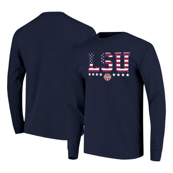 Men's Navy LSU Tigers Tall Type Flag Long Sleeve T-Shirt
