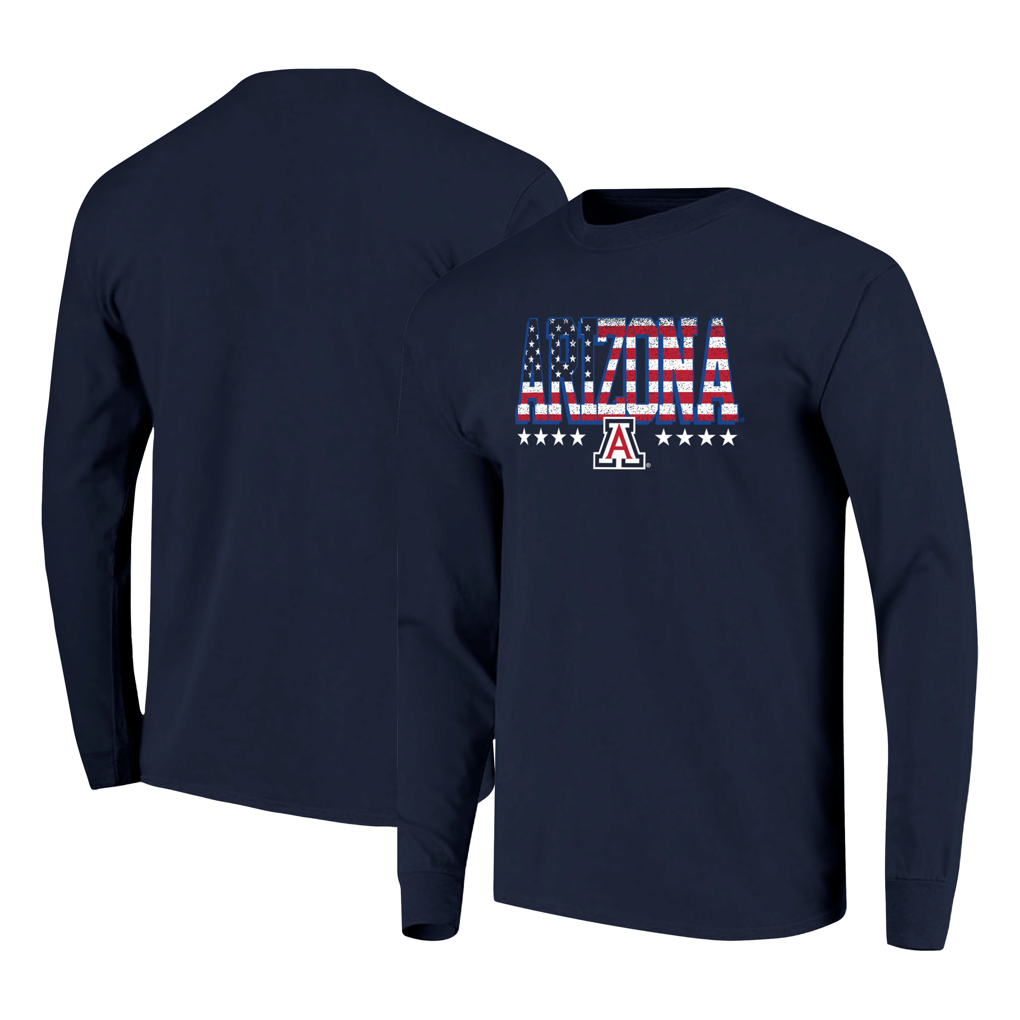 Men's Navy Arizona Wildcats Tall Type Flag Long Sleeve T-Shirt