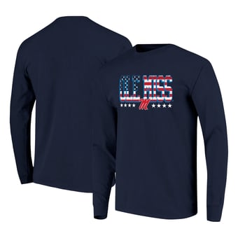Men's Navy Ole Miss Rebels Tall Type Flag Long Sleeve T-Shirt