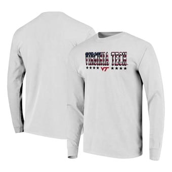 Men's White Virginia Tech Hokies Tall Type Flag Long Sleeve T-Shirt