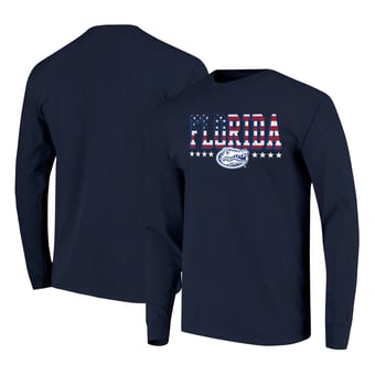 Men's Navy Florida Gators Tall Type Flag Long Sleeve T-Shirt