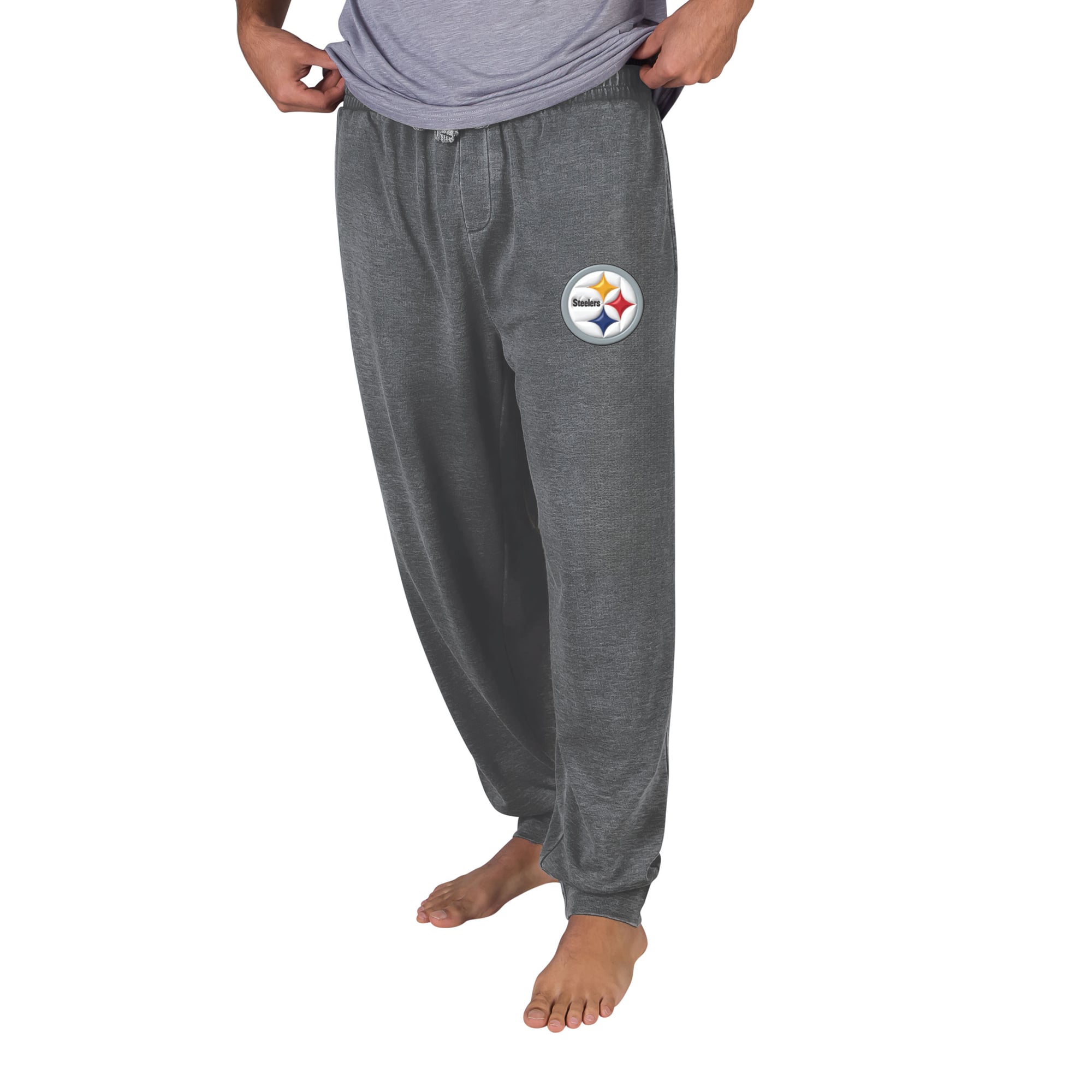 Men's Concepts Sport Charcoal Pittsburgh Steelers Trackside Burnout Wash Cuffed-Leg Pants
