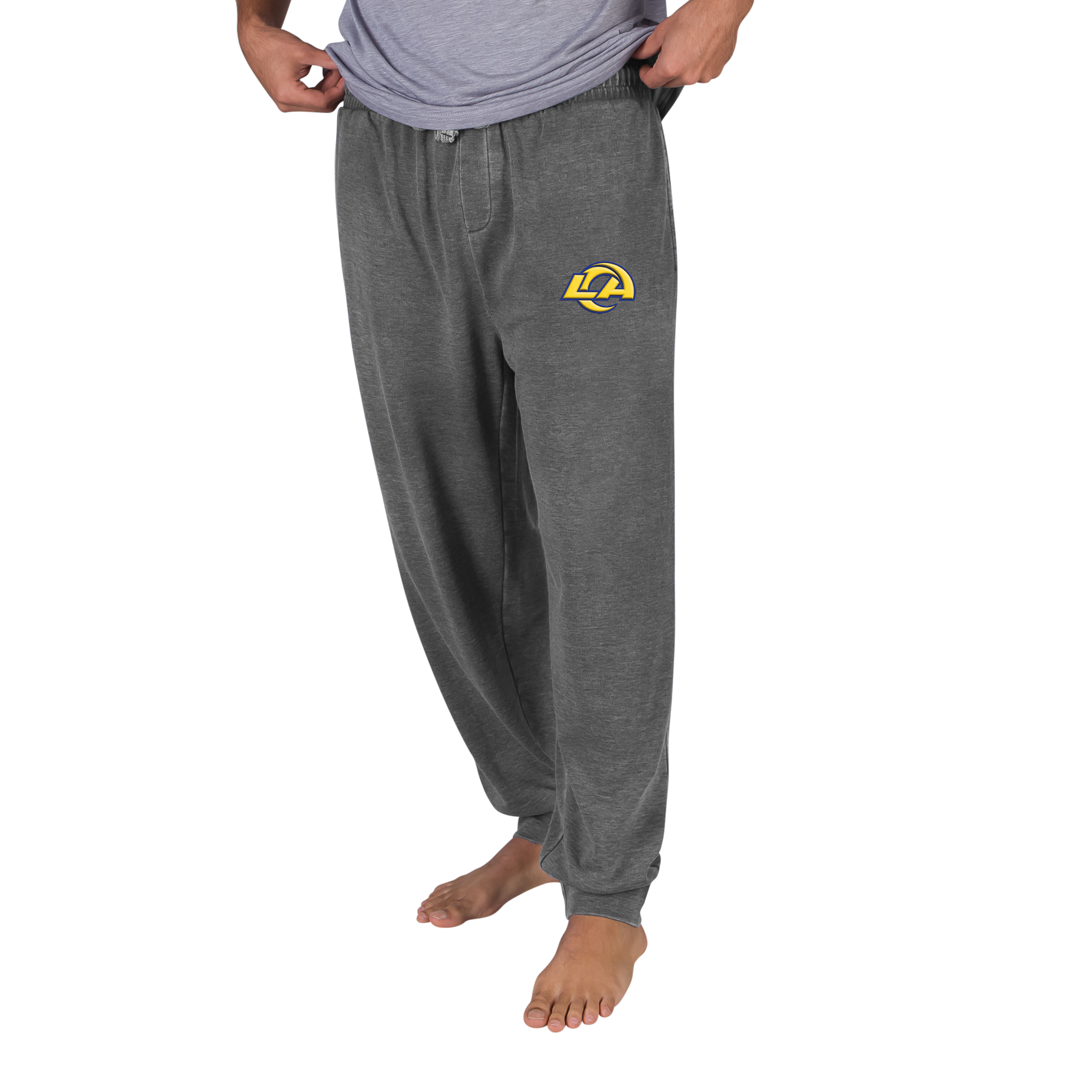 Men's Concepts Sport Charcoal Los Angeles Rams Trackside Burnout Wash Cuffed-Leg Pants