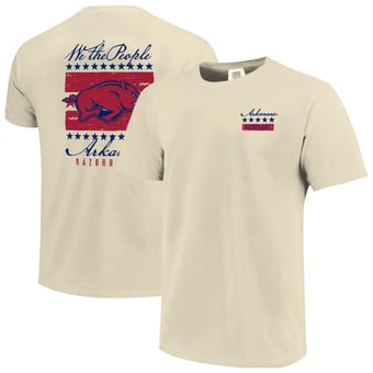 Men's  Cream Arkansas Razorbacks Uncle Sam Mascot T-Shirt