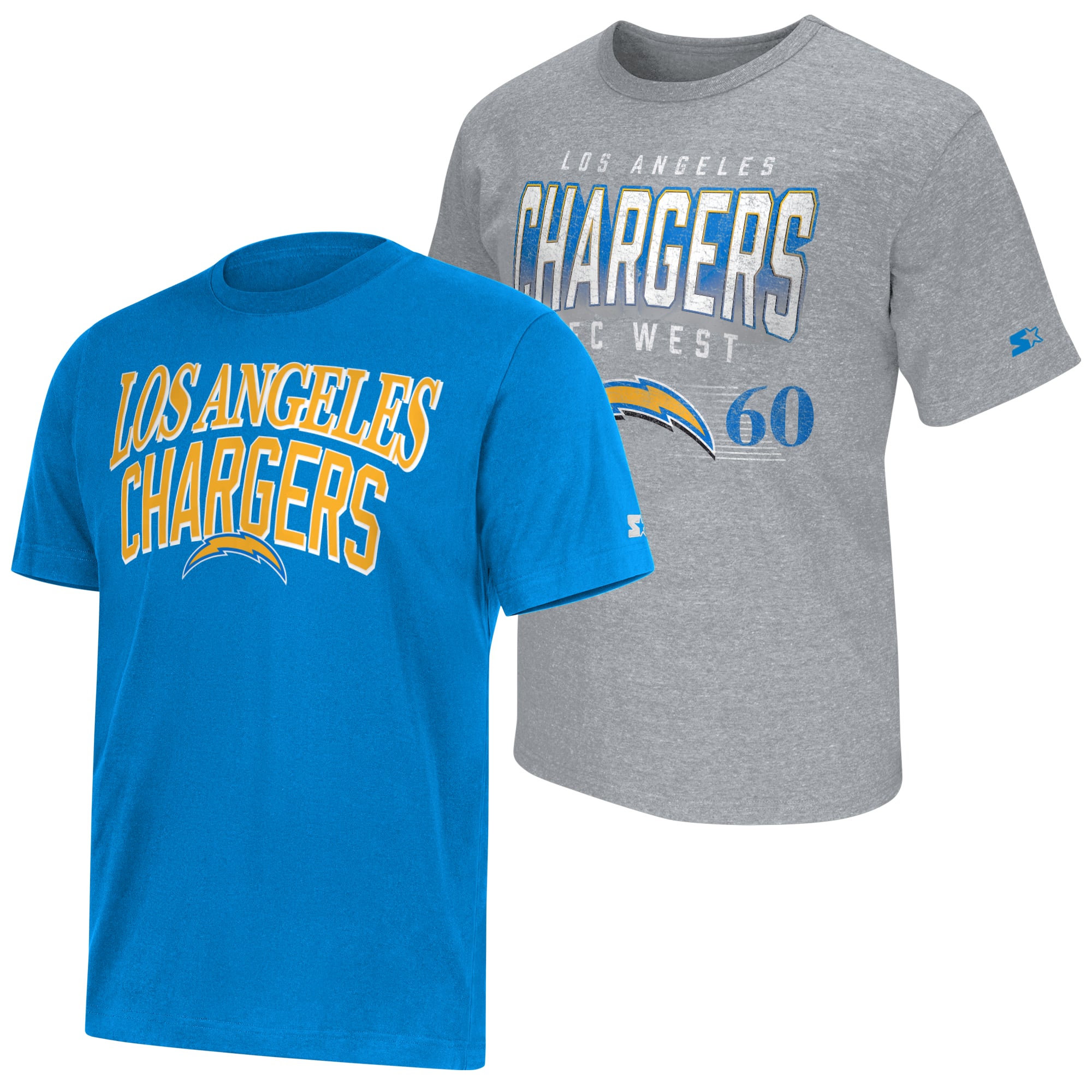 Men's Starter  Powder Blue/Gray Los Angeles Chargers Two-Pack Logo T-Shirt Set