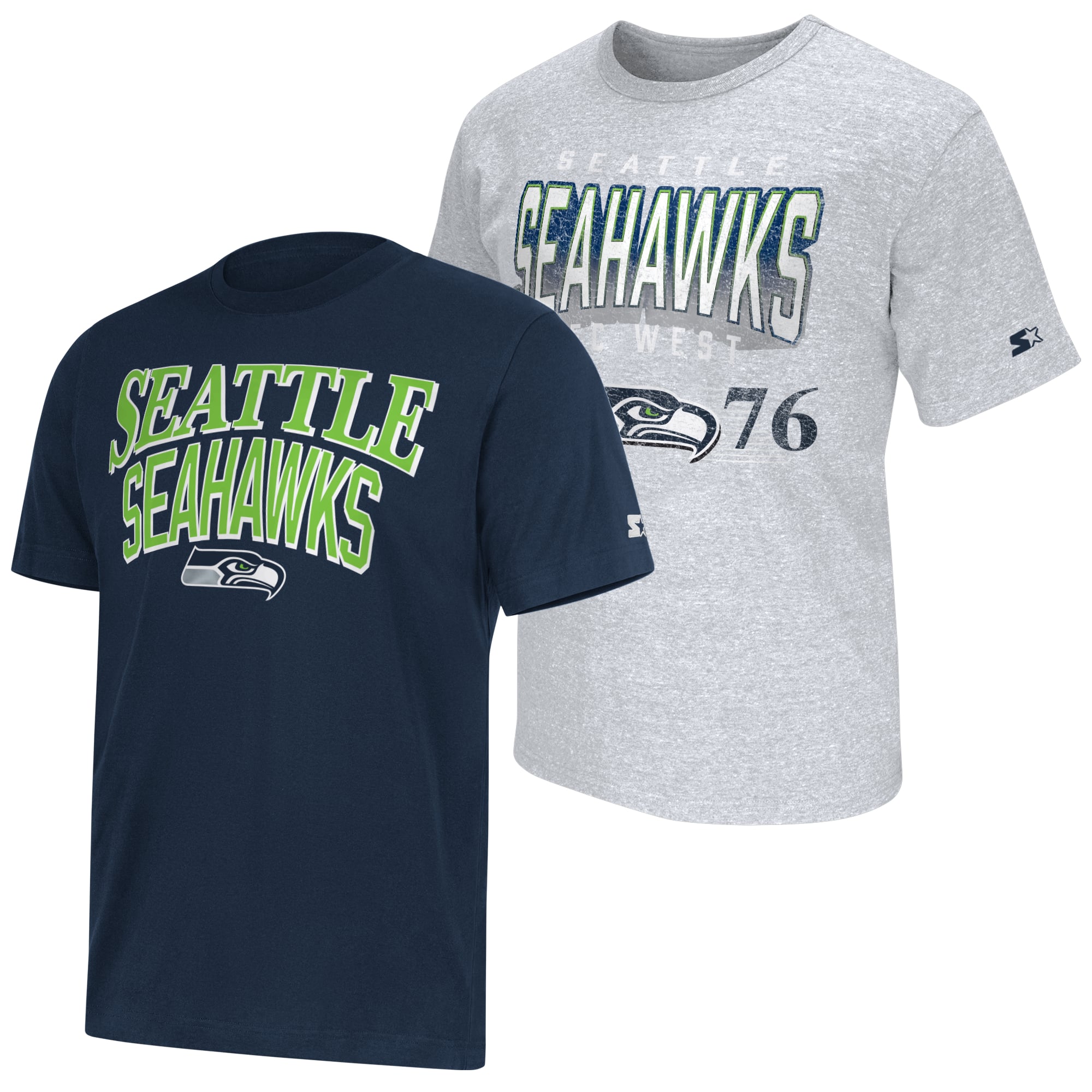 Men's Starter  College Navy/Gray Seattle Seahawks Two-Pack Logo T-Shirt Set