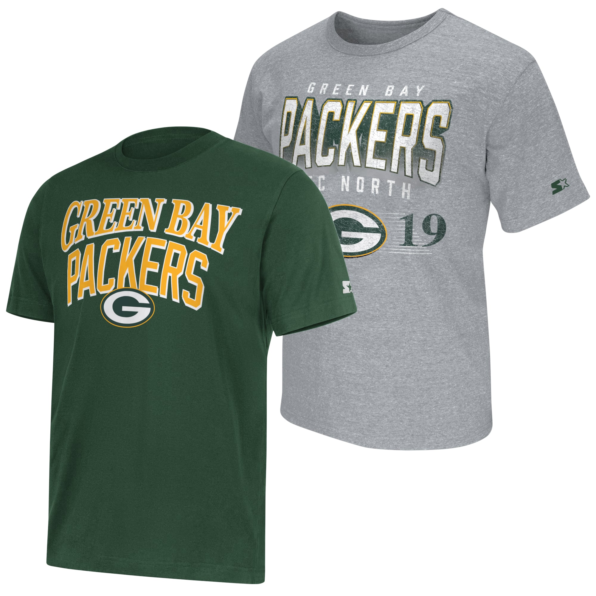 Men’s Starter Green/Heather Gray Green Bay Packers Two-Pack Logo T-Shirt Set
