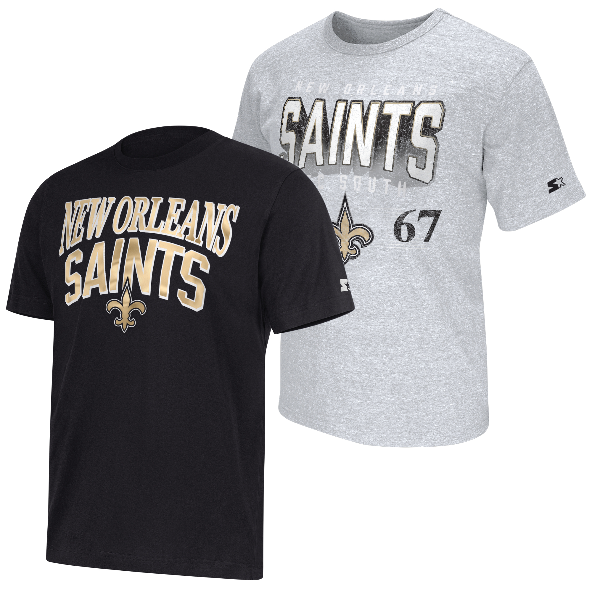 Men's Starter  Black/Heather Gray New Orleans Saints Two-Pack Logo T-Shirt Set