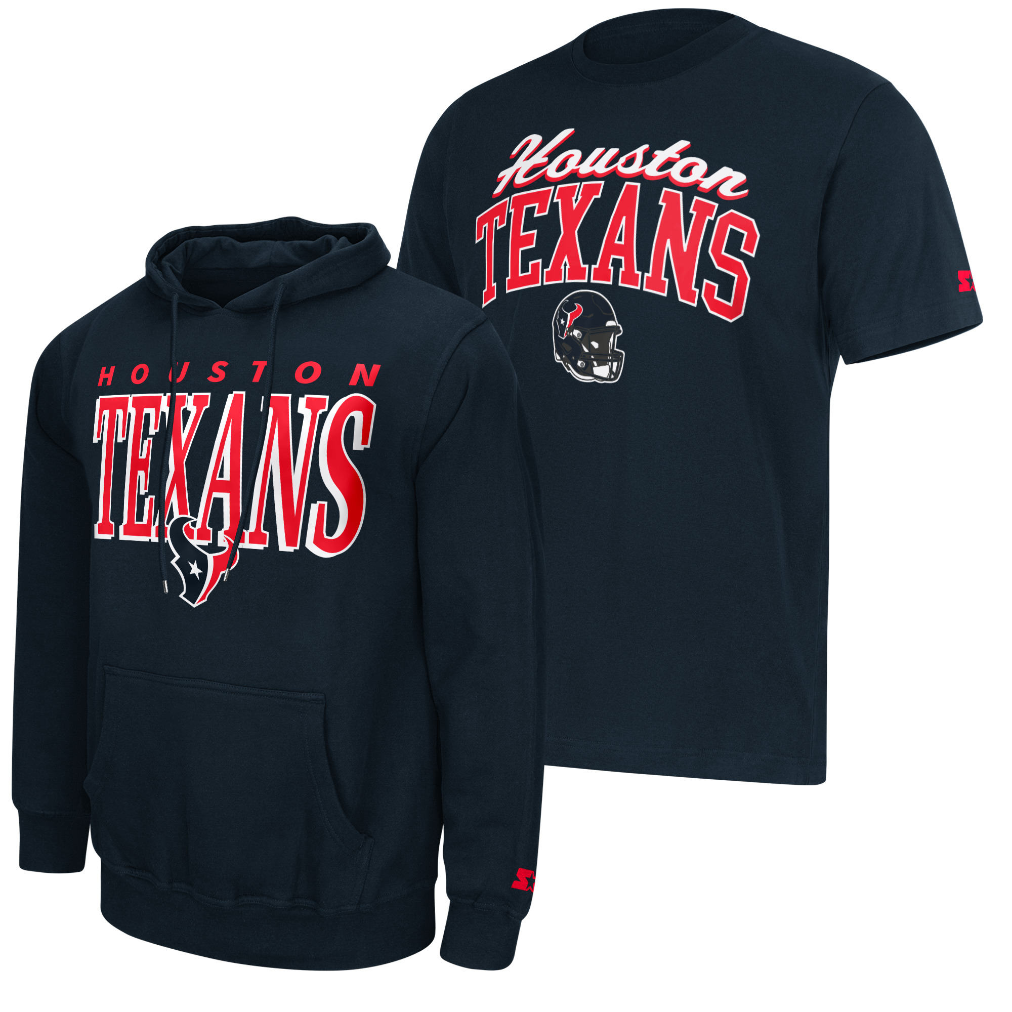 Men's Starter Navy Houston Texans Logo T-Shirt & Hoodie Set