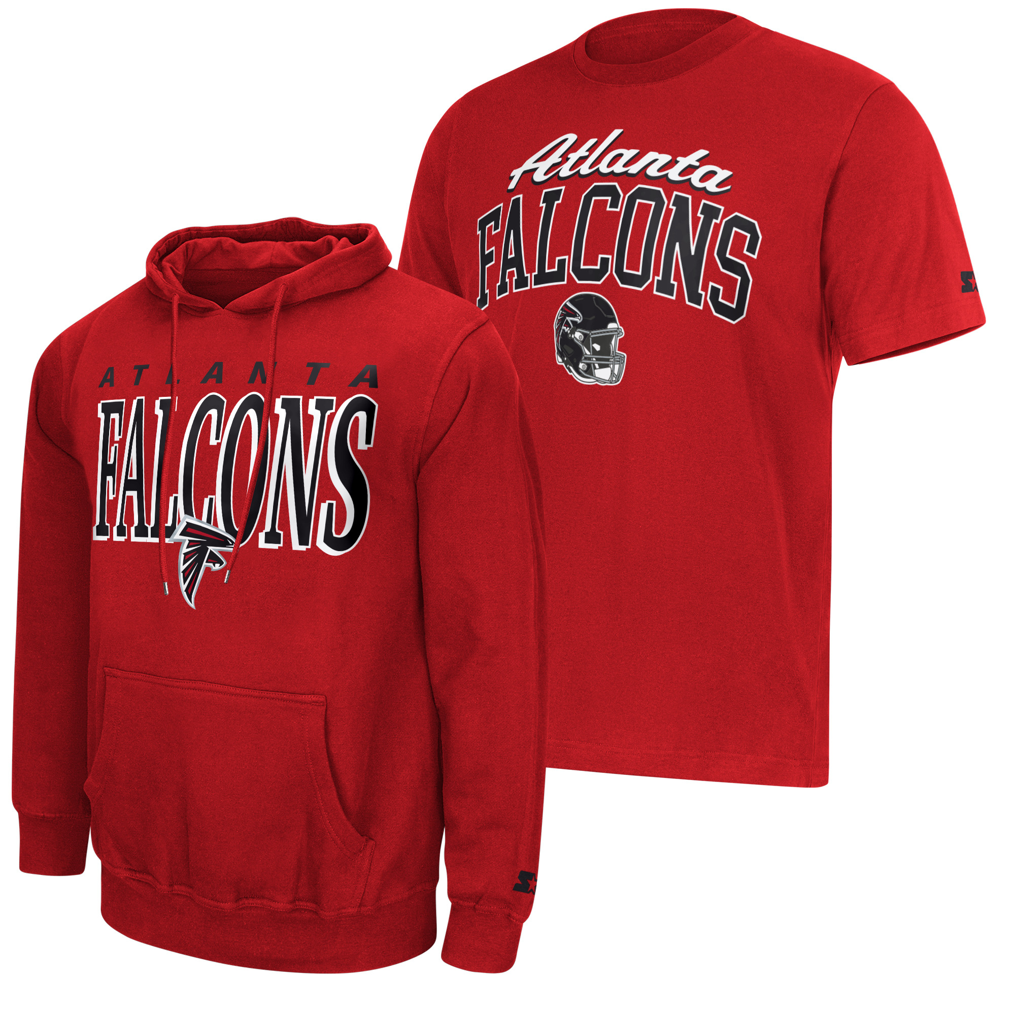 Starter Men's Red Atlanta Falcons Logo T-Shirt and Hoodie Set - Red