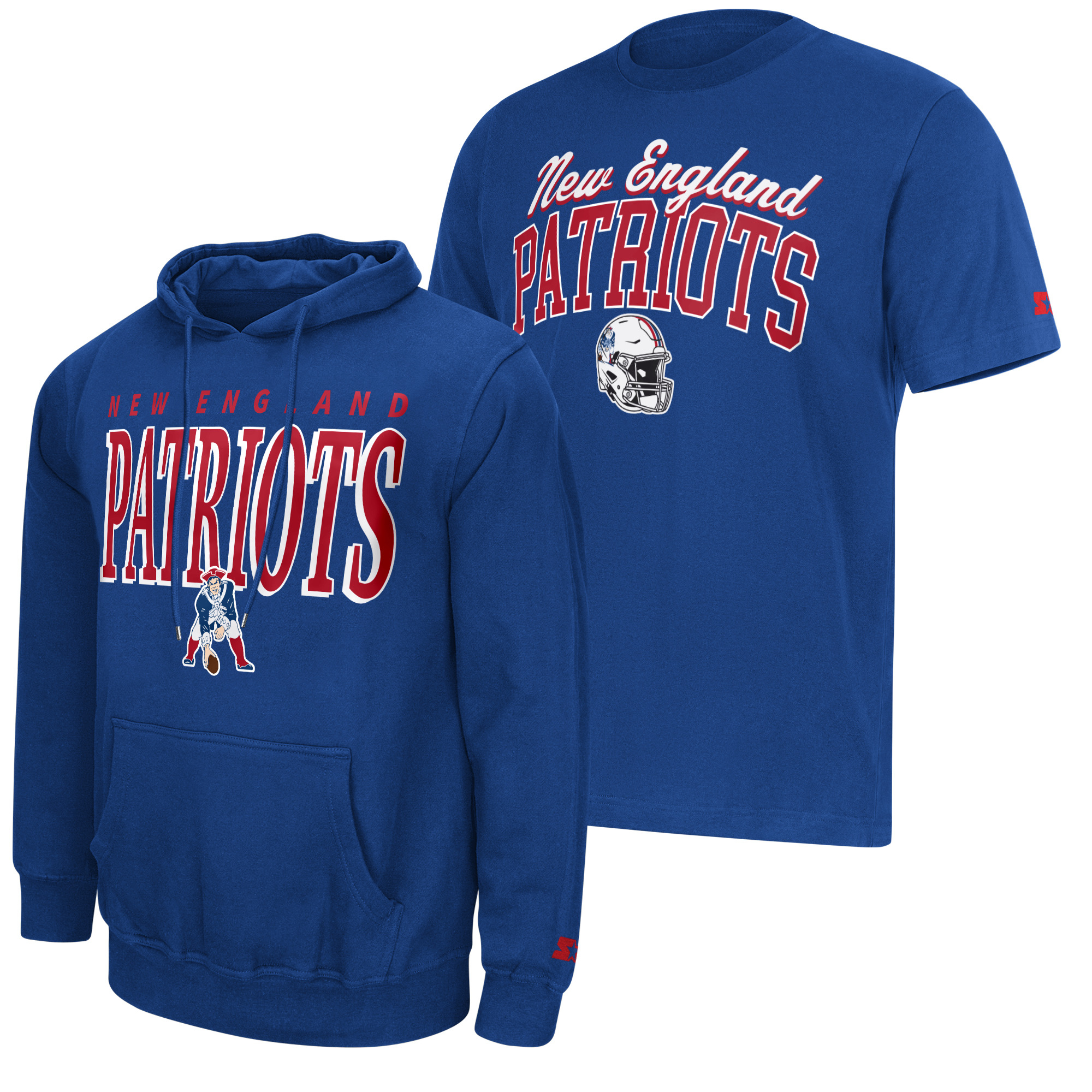 Men's Starter Royal New England Patriots Vintage Logo Hoodie & T-Shirt Combo Pack