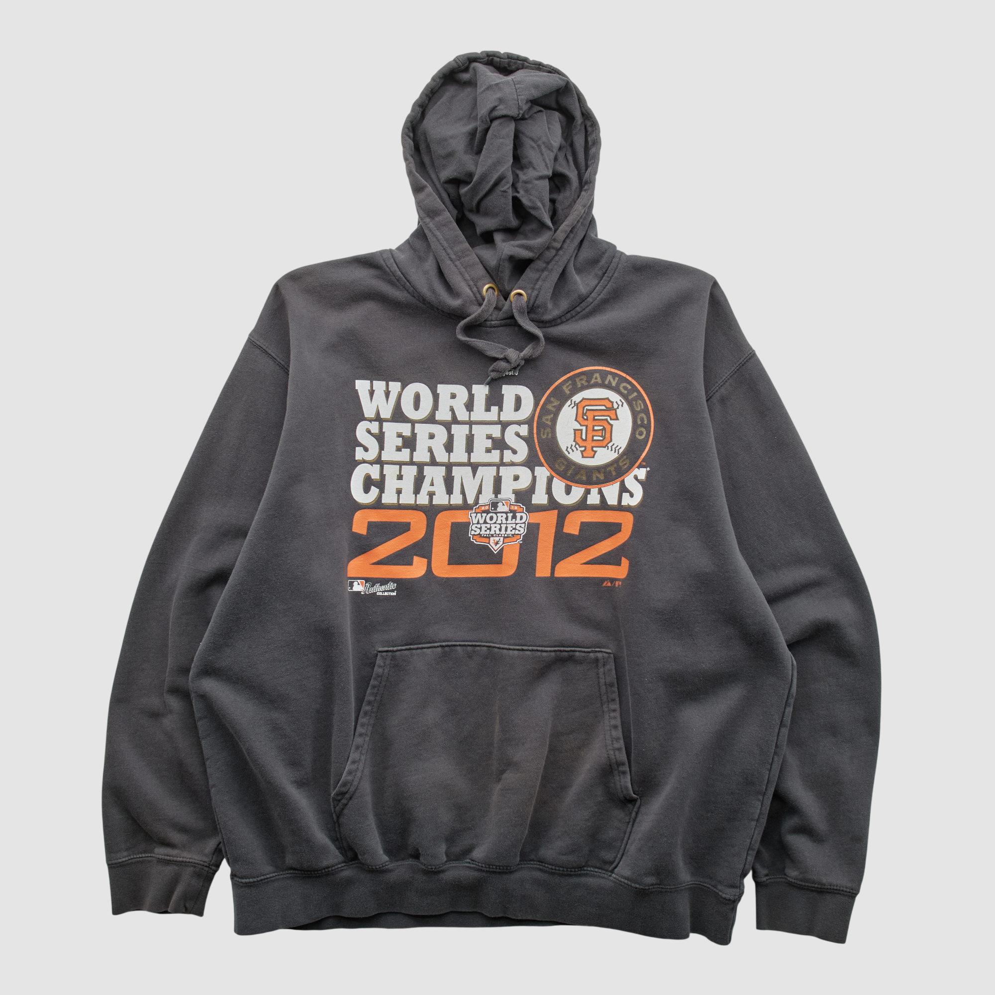 San Francisco Giants Majestic 2012 Hooded Pullover Sweatshirt - Gray - XL by Fanatics Real Vintage: retailer-supplied image