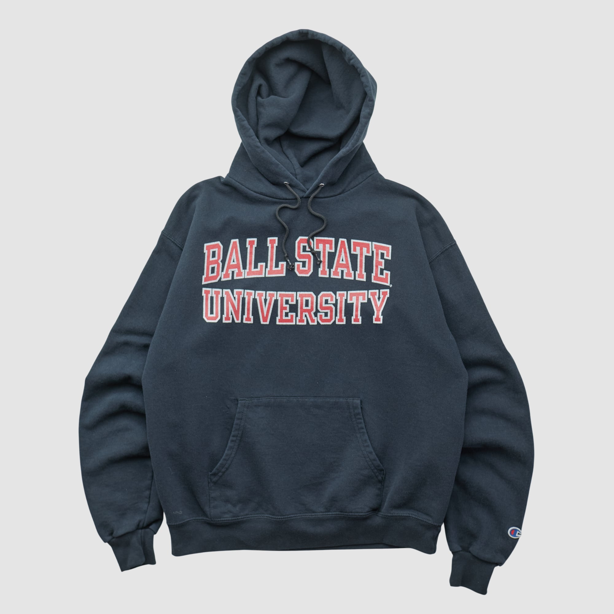 Ball State Cardinals Champion 2000s Hooded Pullover Sweatshirt - Black - XS by Fanatics Real Vintage