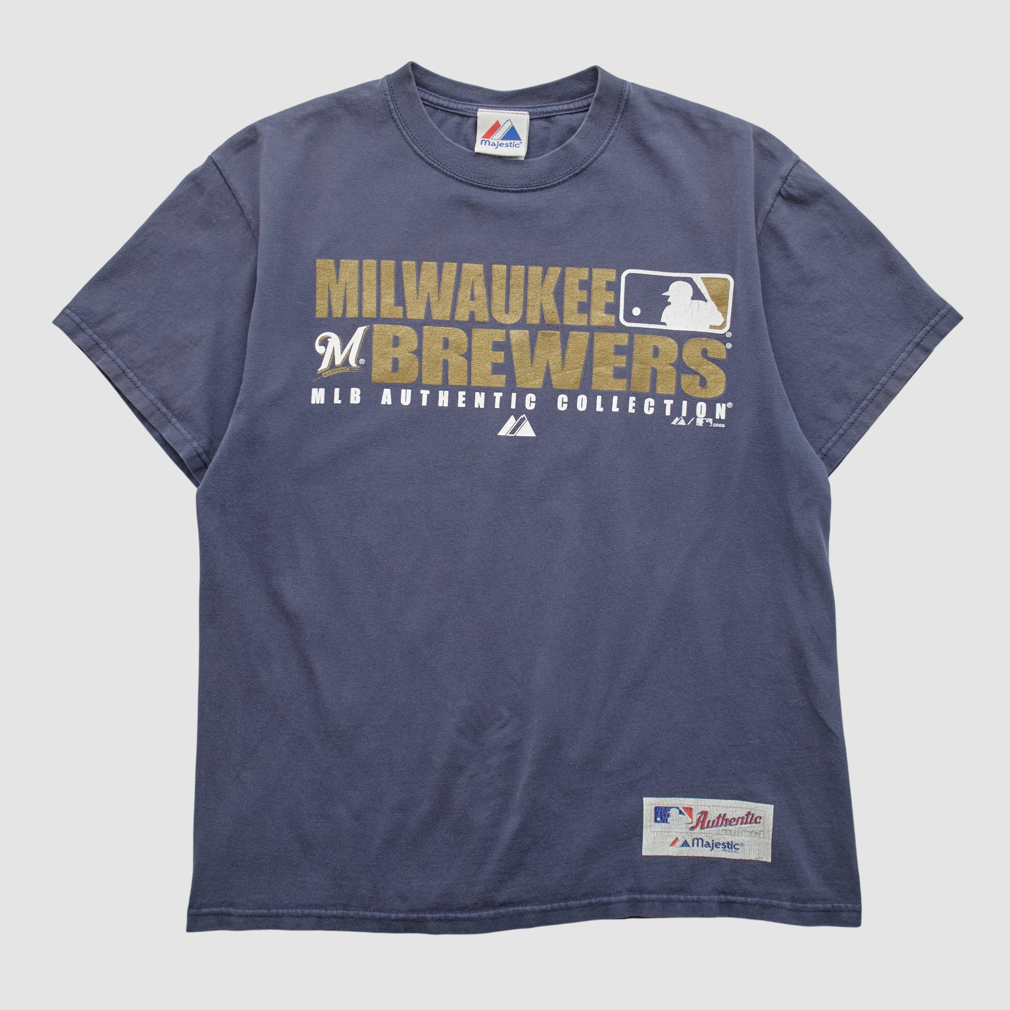 Milwaukee Brewers Majestic 2008 T-shirt - Navy - S by Fanatics Real Vintage